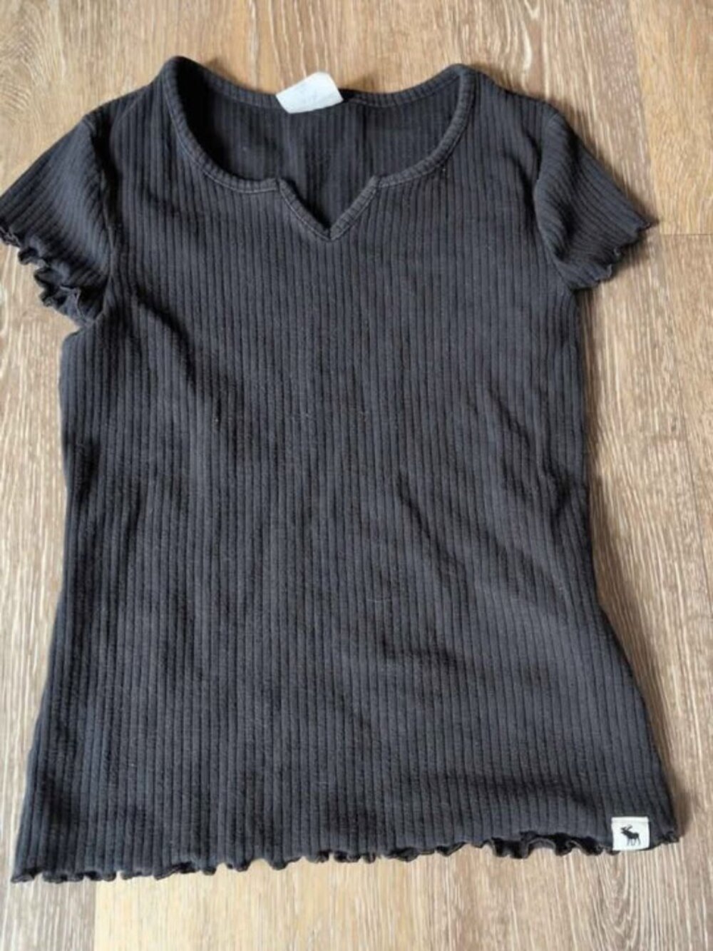 Abercrombie Kids Black Ribbed Short Sleeve Top 7/8